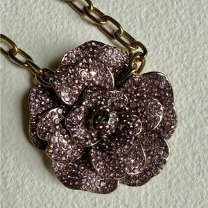 Max Mara Purple-Rose Rose Stones Pendant 
on Adjustable Chain Necklace 26”